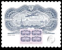 Affiche avec 4 timbres du « Burelé »