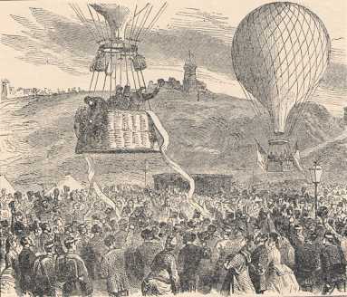 Départ de Montmartre<br> du ballon-poste <br>L Armand-Barbès et<br> le George Sand
