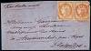 Paire du 10c siège oblitérés par cachet à date rouge PARIS SC du 17 décembre 1870 sur lettre à destination du Calvados. Arrivée le 25 décembre 1870