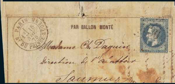 20c LAURE sur Journal-Poste<br>  No 5 frappé du Cachet<br>  à date du 18 novembre 1870 <br> à destination de SAUMUR. <br> Arrivée le 26 novembre 1870