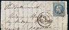 20c LAURE Oblitéré Losange Grand Chiffres 3997 sur lettre de PARIS du 14 octobre 1870 frappée du cachet à date de Tours du 18 octobre 70 à destination de Cognac. Arrivée le 22 octobre 1870