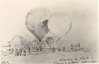 Dessin d'Albert Tissandier<br>Ballon les Etats-Unis