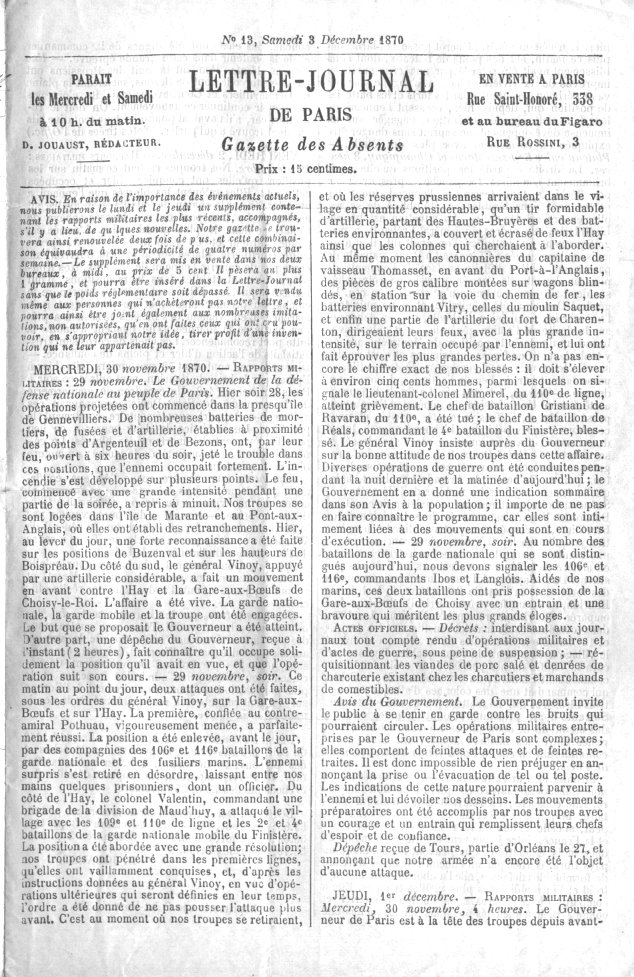 Gazette des absents numéro 13