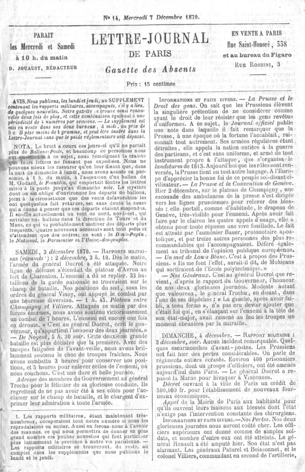 Gazette des absents numéro 14