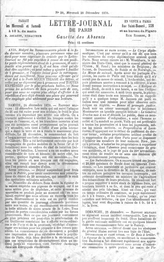 Gazette des absents numéro 20