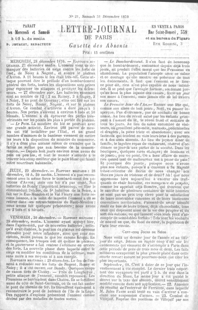 Gazette des absents numéro 21