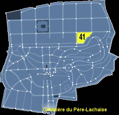 Situation de la tombe de Luc-Olivier Merson au P�re-Lachaise (Secteur 41)