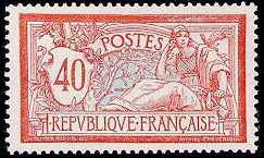 France : 40c rouge et bleu type Merson