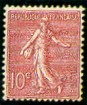 France : 10c rose type semeuse fond ligné