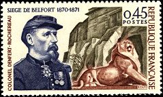 0,45f bleu, olive et brun Siège de Belfort : Colonel Denfert-Rochereau