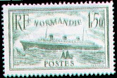 France : 1f 50 bleu clair Paquebot Normandie