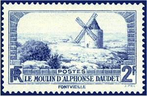 France : 2 f bleu moulin d'Alphonse Daudet