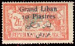 Grand Liban : 10 piastres sur 2 f merson